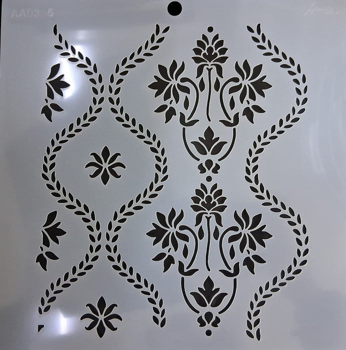 Stencil Ani Arts AA0345 25x25 cm – Plantilla Decorativa Reutilizable para Pintura, Manualidades y Arte