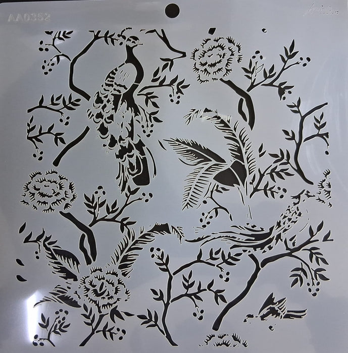 Stencil Ani Arts AA0352 25x25 cm – Plantilla Decorativa Reutilizable para Pintura, Manualidades y Arte