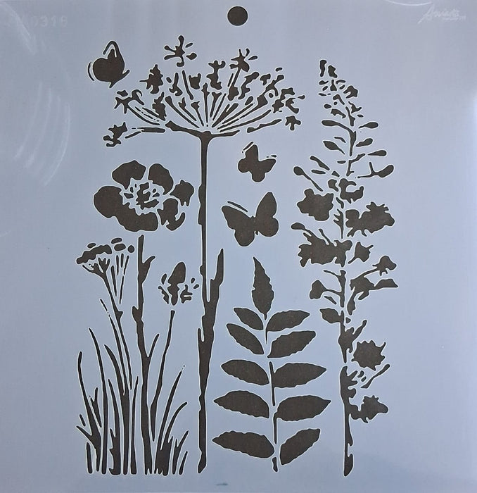Stencil Ani Arts AA0316 25x25 cm – Plantilla Decorativa Reutilizable para Pintura, Manualidades y Arte