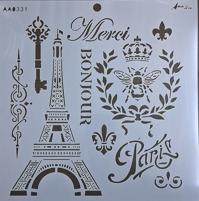 Stencil Ani Arts AA0331 25x25 cm – Plantilla Decorativa Reutilizable para Pintura, Manualidades y Arte