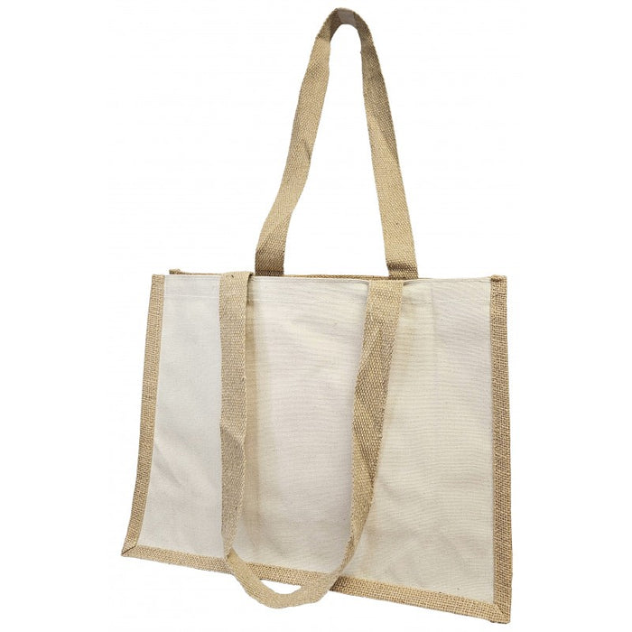 BAG17 Bolsa nature Yute y algodón asas 39x31,5x16cm