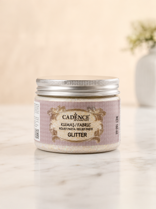Pasta Textil Glitter Oro Cadence 150 ml – Pasta decorativa con partículas de glitter, brillo y textura en telas de algodón, bolsos, cojines, ropa y más