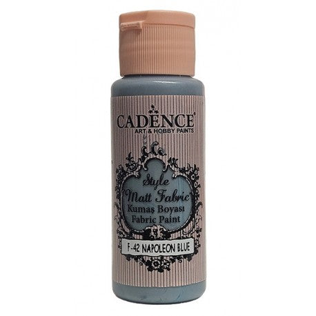 Pintura Textil Opaca Cadence NAPOLEON BLUE F042 – Pintura opaca con gran cobertura ideal para renovar y decorar telas de algodón, ropa, bolsos, jeans, cojines y más | 59 ml