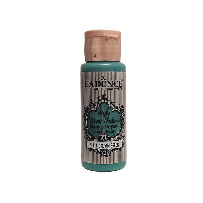 Pintura Textil Opaca Cadence CROWN GREEN  F111 – Pintura opaca con gran cobertura ideal para renovar y decorar telas de algodón, ropa, bolsos, jeans, cojines y más | 59 ml