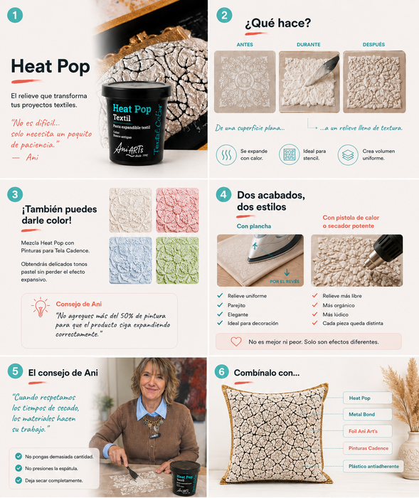 Heat Pop Textil Pasta Expandible para Tela 120 ml | Relieve 3D