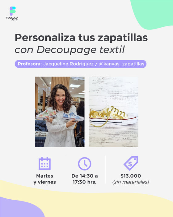 CURSO PRESENCIAL DECOUPAGE EN ZAPATILLAS LIBRE