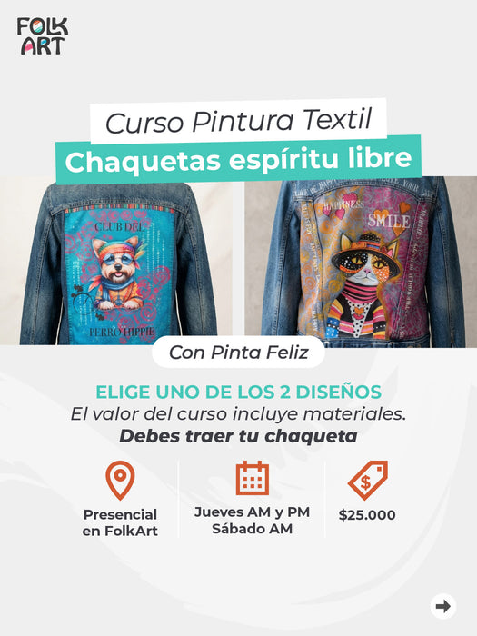 CURSO DE PINTURA TEXTIL CHAQUETA ESPIRITU LIBRE
