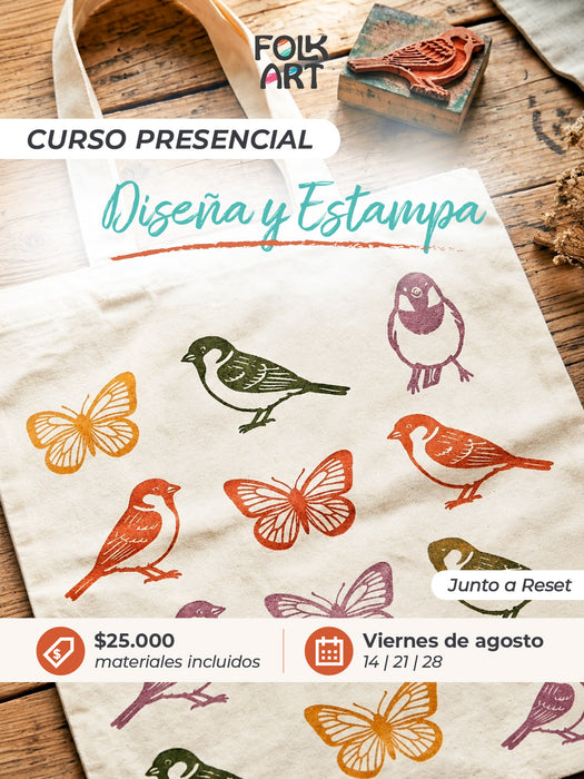 CURSO PRESENCIAL DISEÑA Y ESTAMPA SOBRE TELA