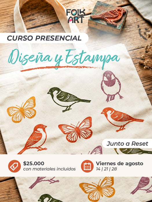 CURSO PRESENCIAL DISEÑA Y ESTAMPA SOBRE TELA