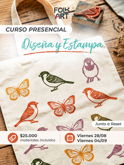 CURSO PRESENCIAL DISEÑA Y ESTAMPA SOBRE TELA
