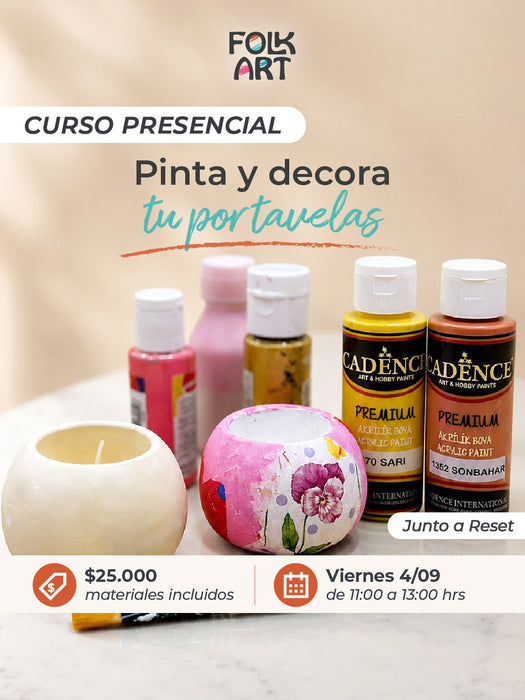 CURSO PRESENCIAL PINTA Y DECORA TU PORTAVELAS