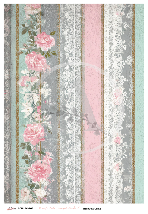 Lamina Transfer Color 20x30 cm – TC-663 Transferencia Decorativa para Decoupage y Manualidades