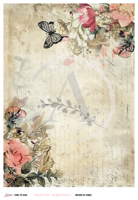Lámina Transfer Color 20x30 cm – TC-682 Transferencia Decorativa para Decoupage y Manualidades
