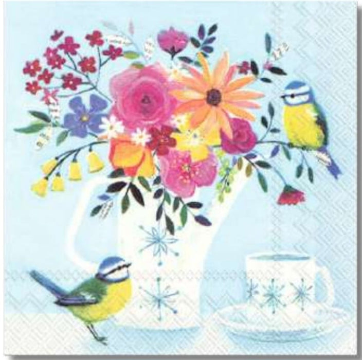 SERVILLETA MODELO POT FLOWERS LIGHT BLUE