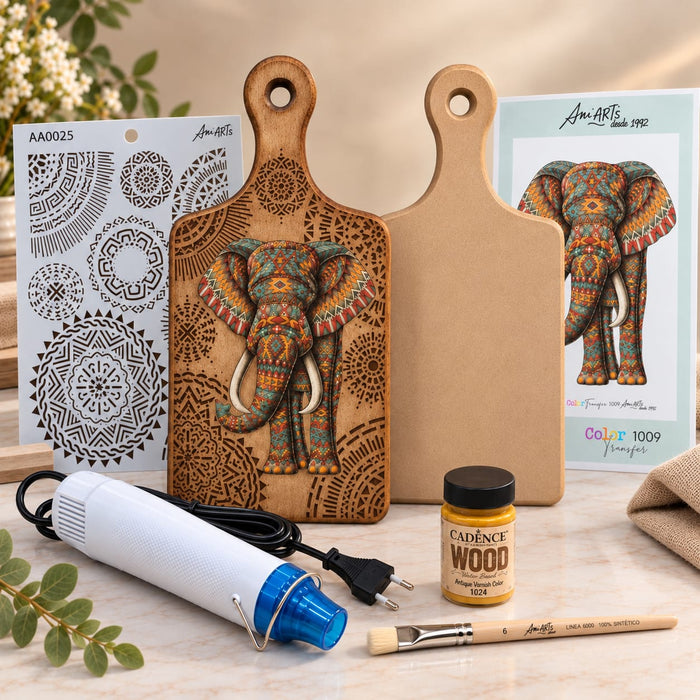 Kit Efecto Madera Quemada con Transfer y Stencil