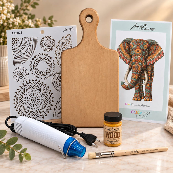 Kit Efecto Madera Quemada con Transfer y Stencil