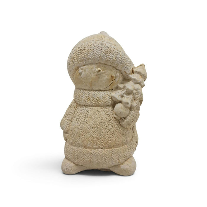 Figura de Ziña Monito de Nieve Pino 18x10cm – Figura Decorativa para Pintar y Personalizar