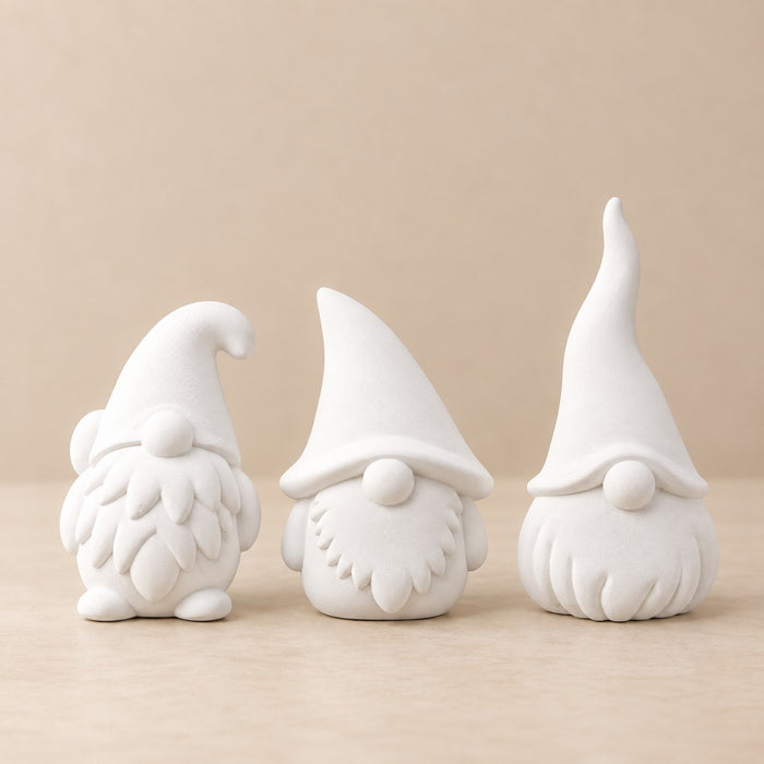 Moldura Trio Gnomos Planos 9cm aprox. FY76 Ani Art's – Figura de yeso cerámico para pintar, decorar y personalizar