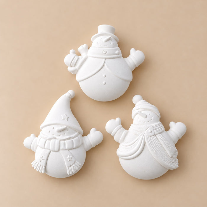 Moldura Trio Monos de Nieve 8cm aprox FY77 Ani Art's – Figura de yeso cerámico para pintar, decorar y personalizar