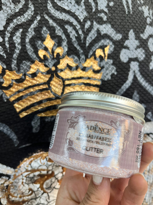 Pasta Textil Glitter Cobre Cadence 150 ml – Pasta decorativa con partículas de glitter, brillo y textura en telas de algodón, bolsos, cojines, ropa y más