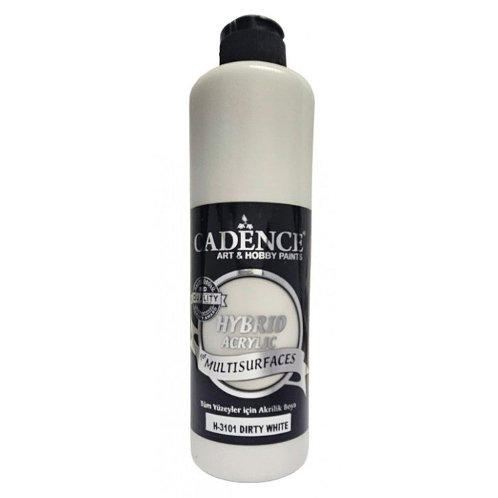 Pintura Acrílica Hybrid Multisuperficie Cadence Dirty White H3101-1 – Pintura acrilica con excelente cobertura y color intenso para madera, ziña, yeso, lienzo, vidrio, cerámica, metal, tela y más | 500 ml