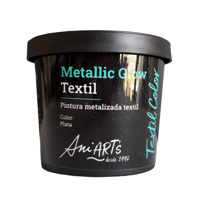 Metallic Glow Textil, pintura textil plata 60 ml.