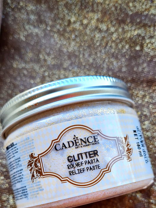 Pasta Textil Glitter Oro Cadence 150 ml – Pasta decorativa con partículas de glitter, brillo y textura en telas de algodón, bolsos, cojines, ropa y más
